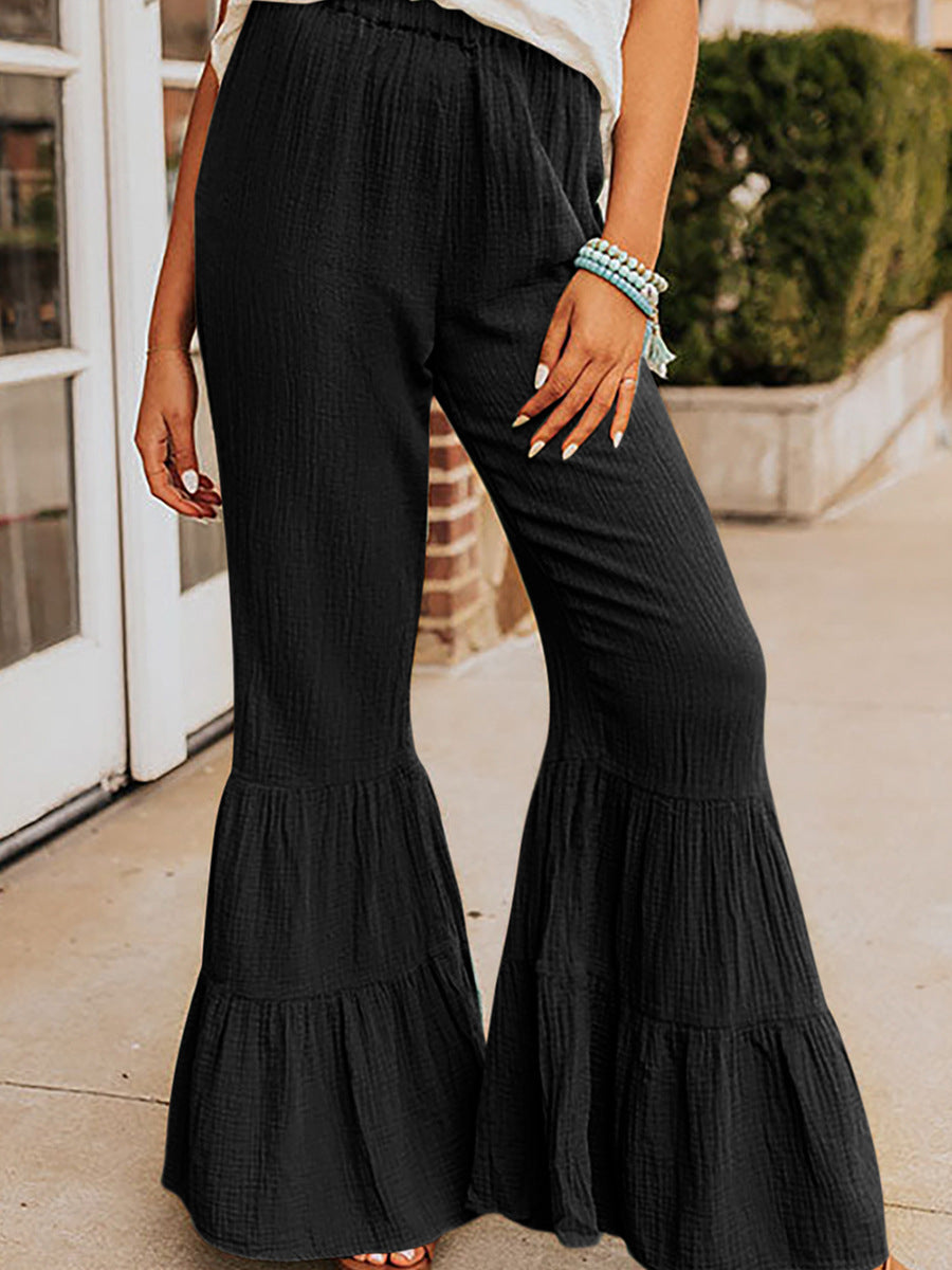 Flared Bohemian High Waist Bell Bottoms with Pockets - Preezies