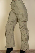 Multi Pocketed & Elastic Drawstring Parachute Pants - Preezies